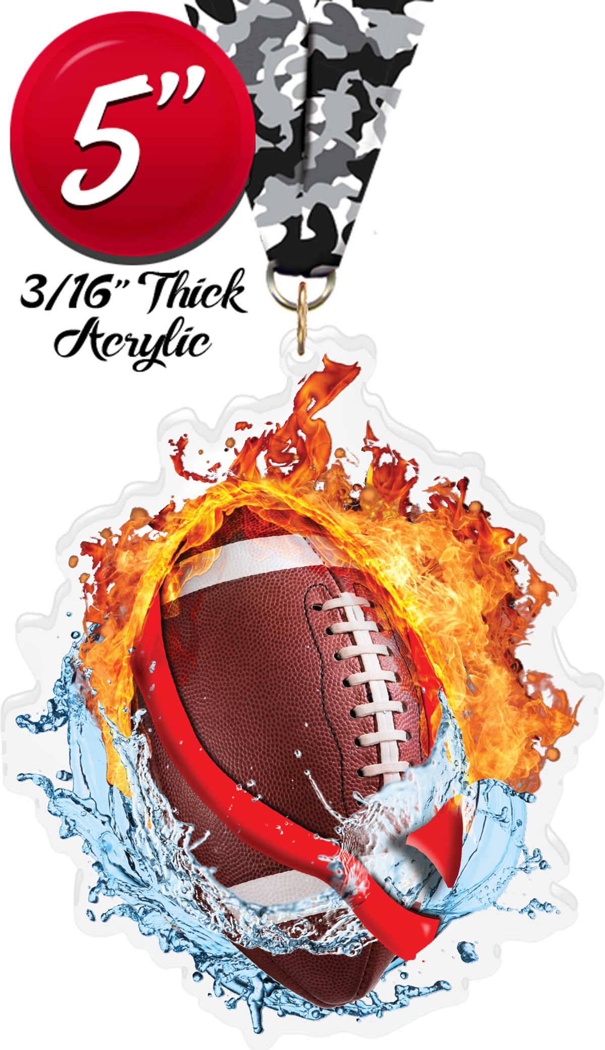 Flag Football Fire & Water Colorix-M Acrylic Medal