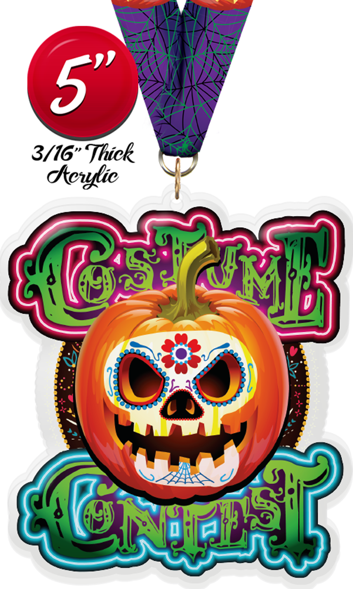 Sugar Skull Costume Contest Colorix-M Acrylic Medal - 5 inch