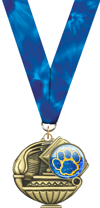 Paw Blue & Gold Insert Academic Medal