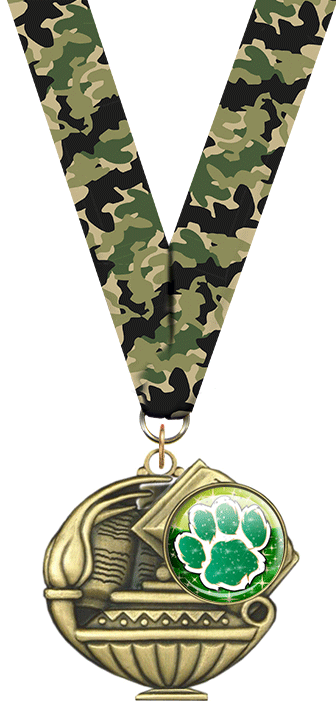 Paw Green & White Insert Academic Medal