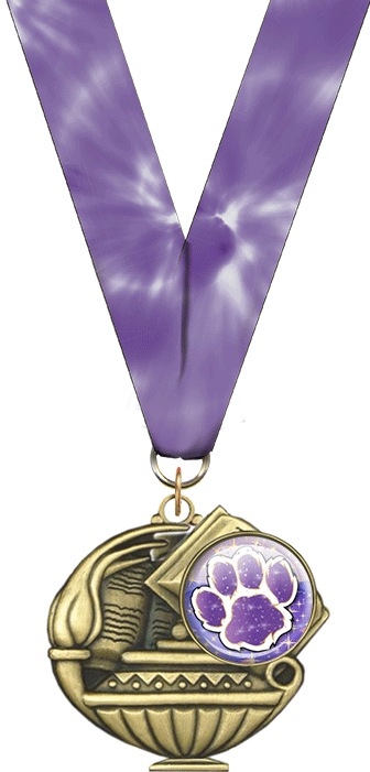 Paw Purple & White Insert Academic Medal