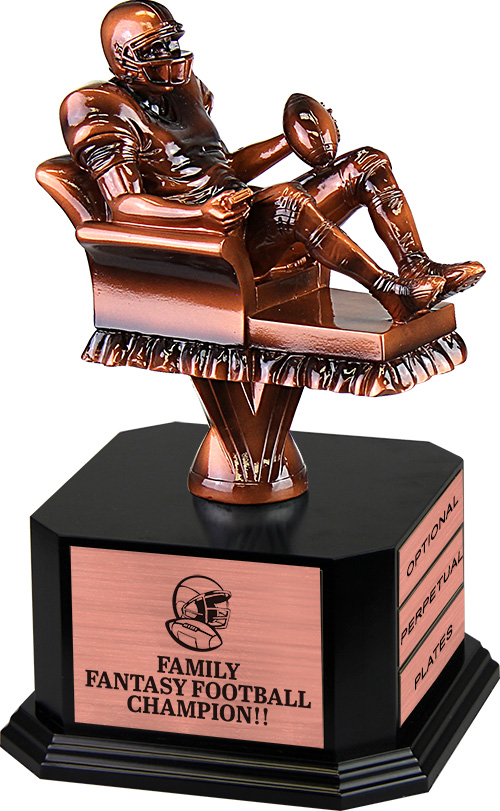 Jumbo Bronze Finish Armchair Fantasy Football Sculpture on Monument Base