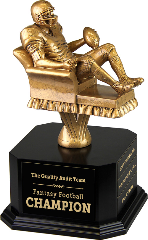 Gold Finish Armchair Fantasy Football Sculpture on Monument Base 2