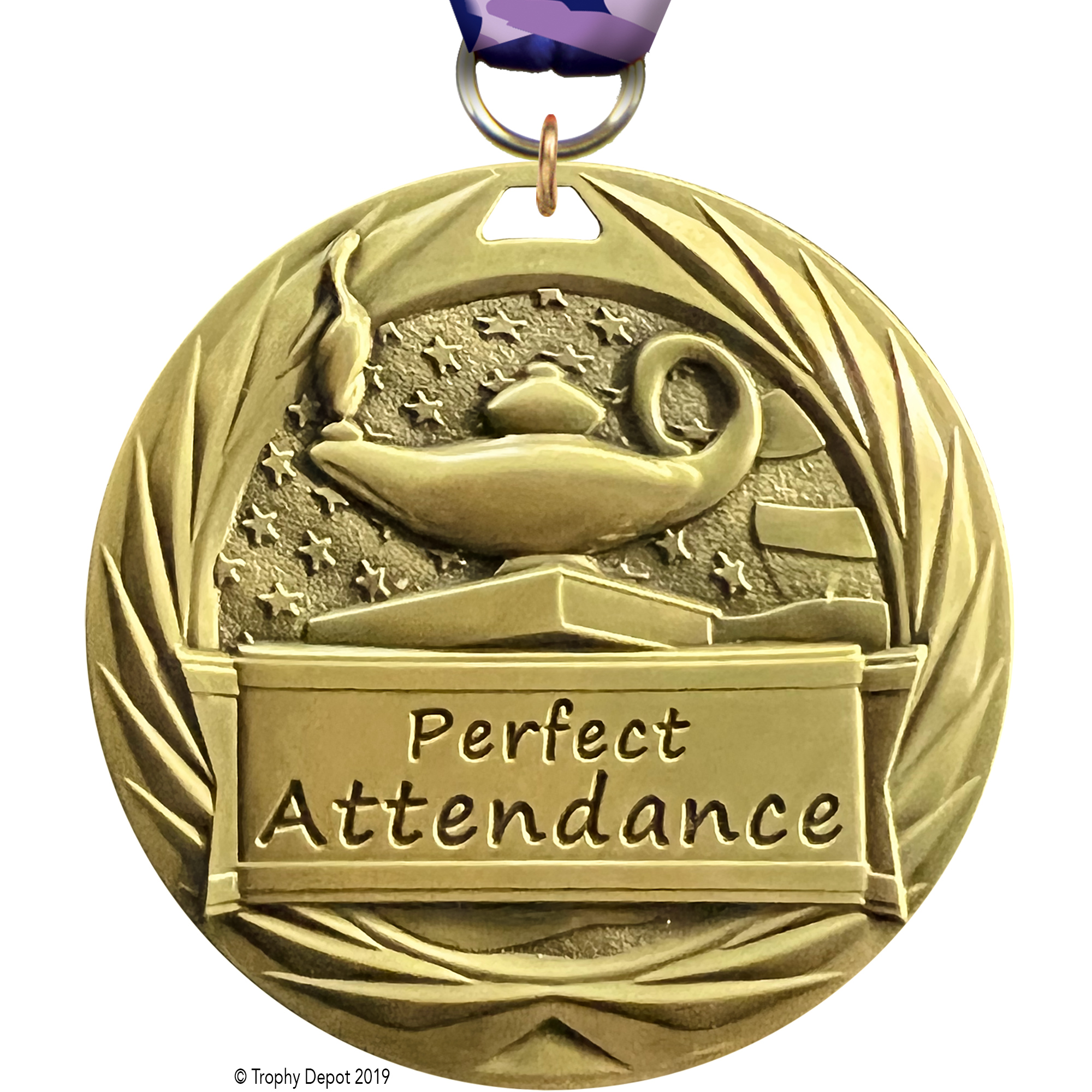 Perfect Attendance 1.75 inch Blade 3D Diecast Medal