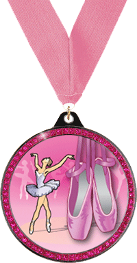 Black Nickel Finish Pink Sparkle Insert Medal