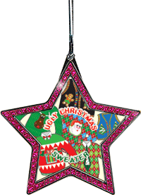 Pink Sparkle Star-Shaped Black Nickel Finish Insert Ornament