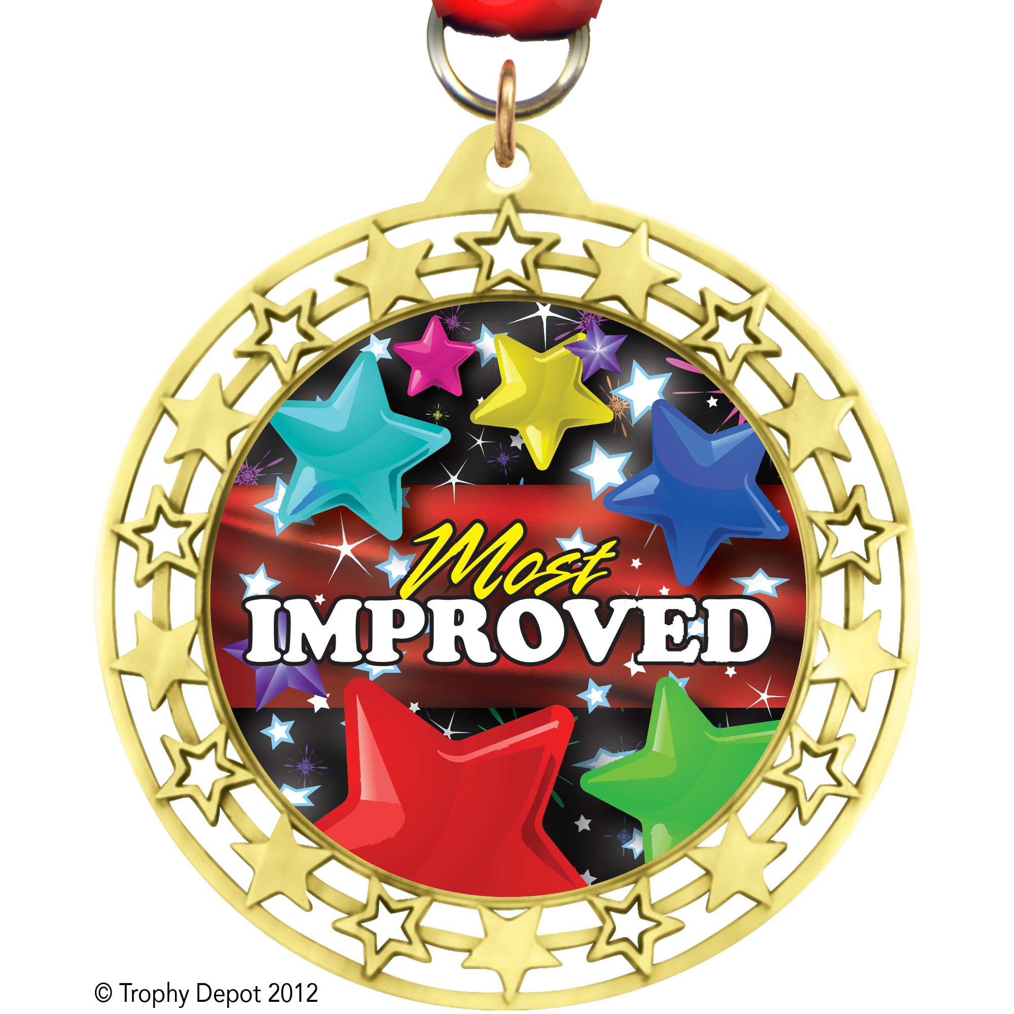 Cut Out Star Bright Finish Insert Medals