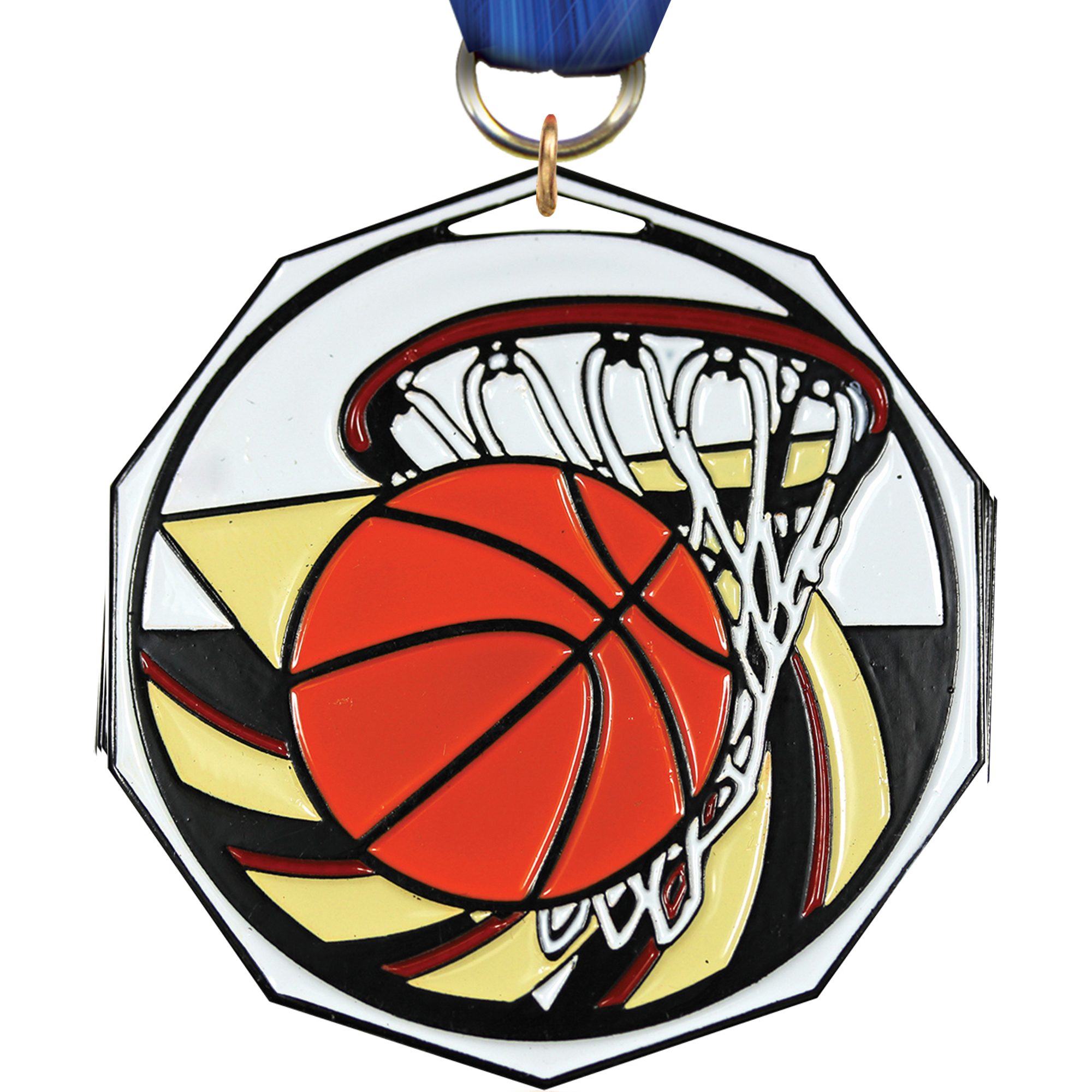 Basketball Decagon Painted Medal