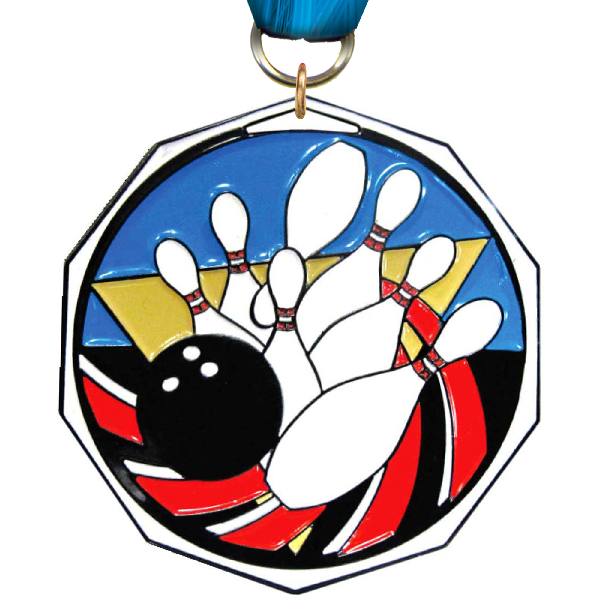 Bowling Decagon Painted Medal