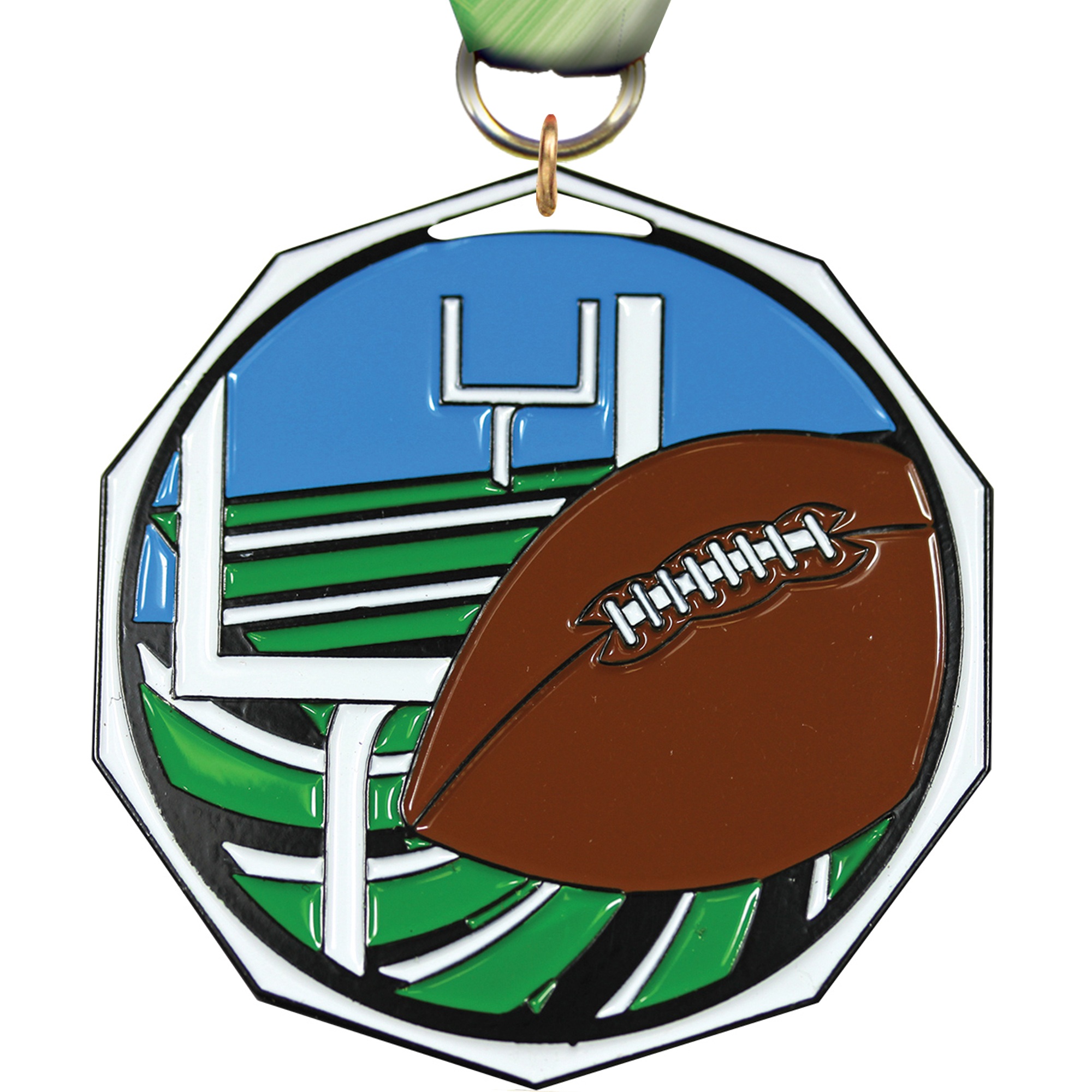 Football Decagon Painted Medal