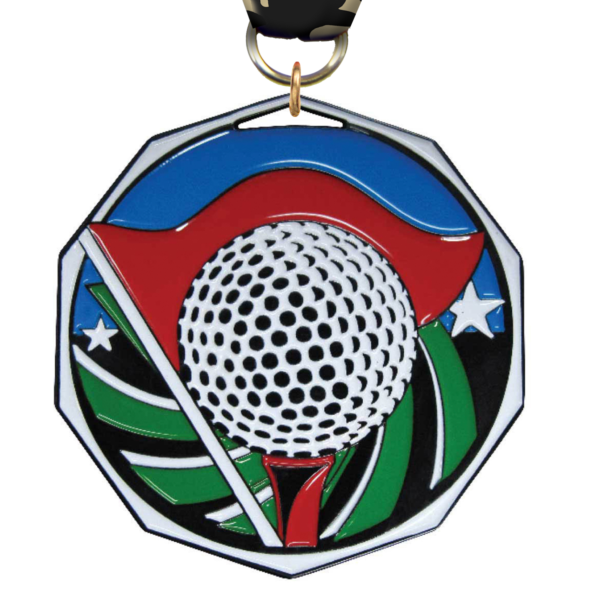 Golf Decagon Painted Medal
