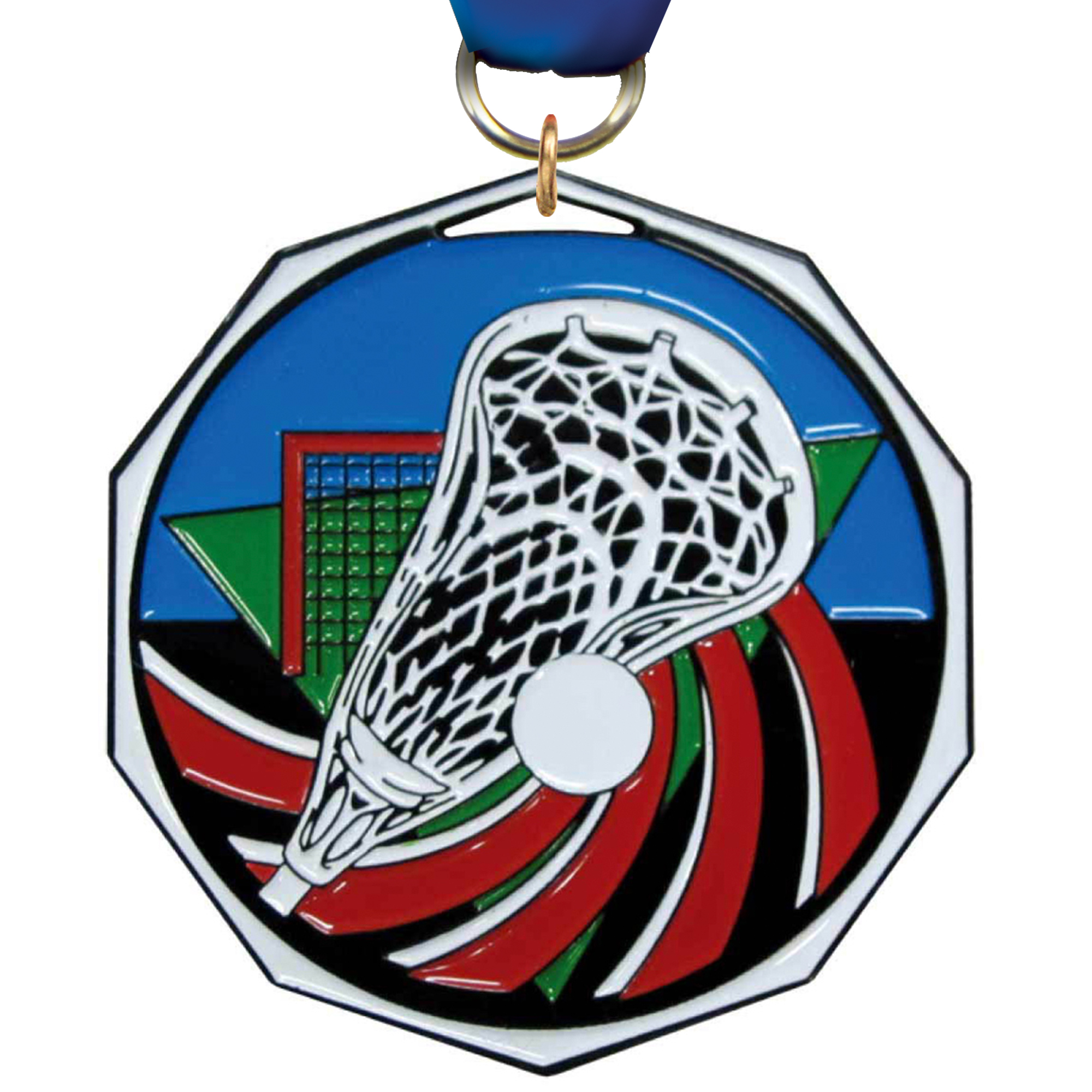 Lacrosse Decagon Painted Medal