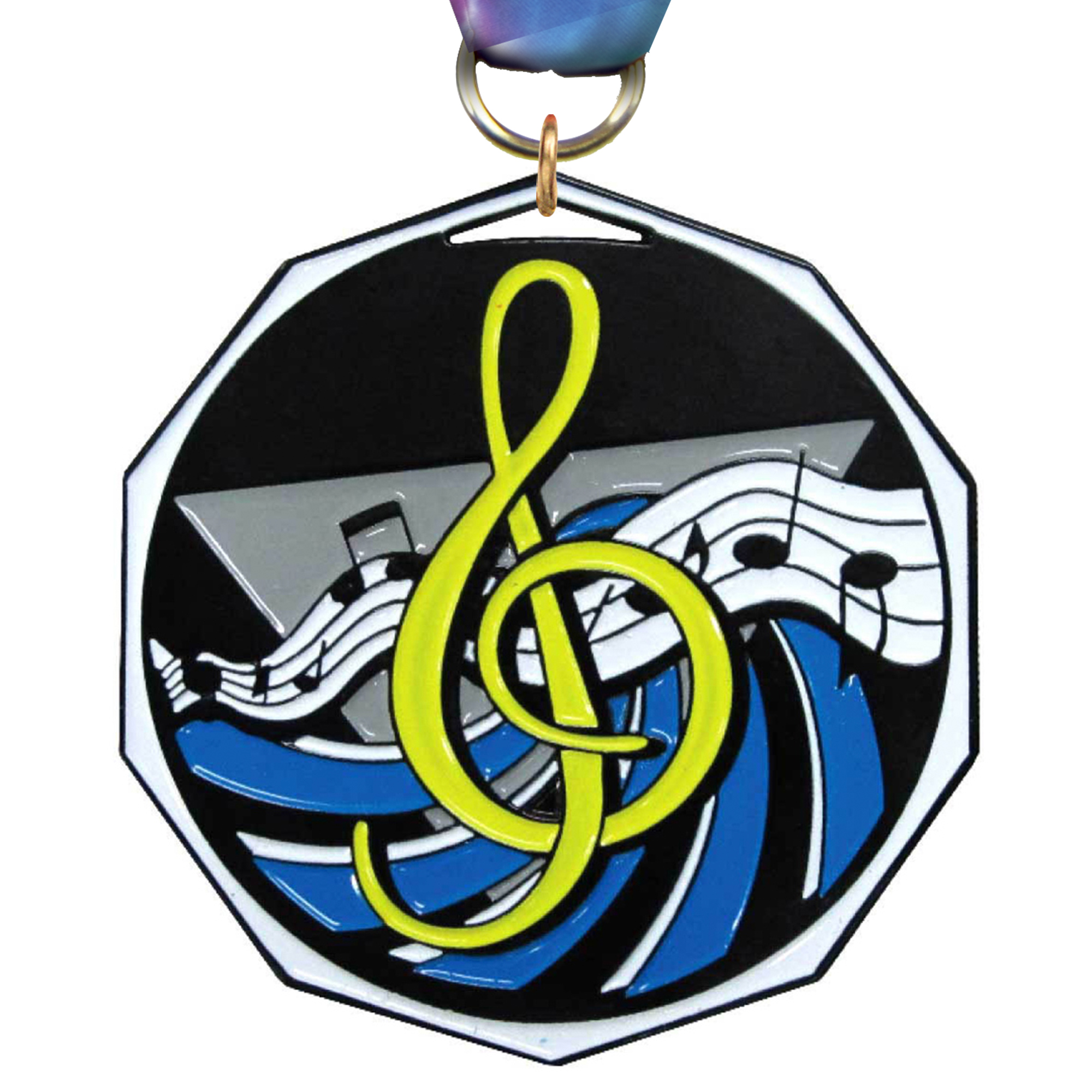Music Decagon Painted Medal