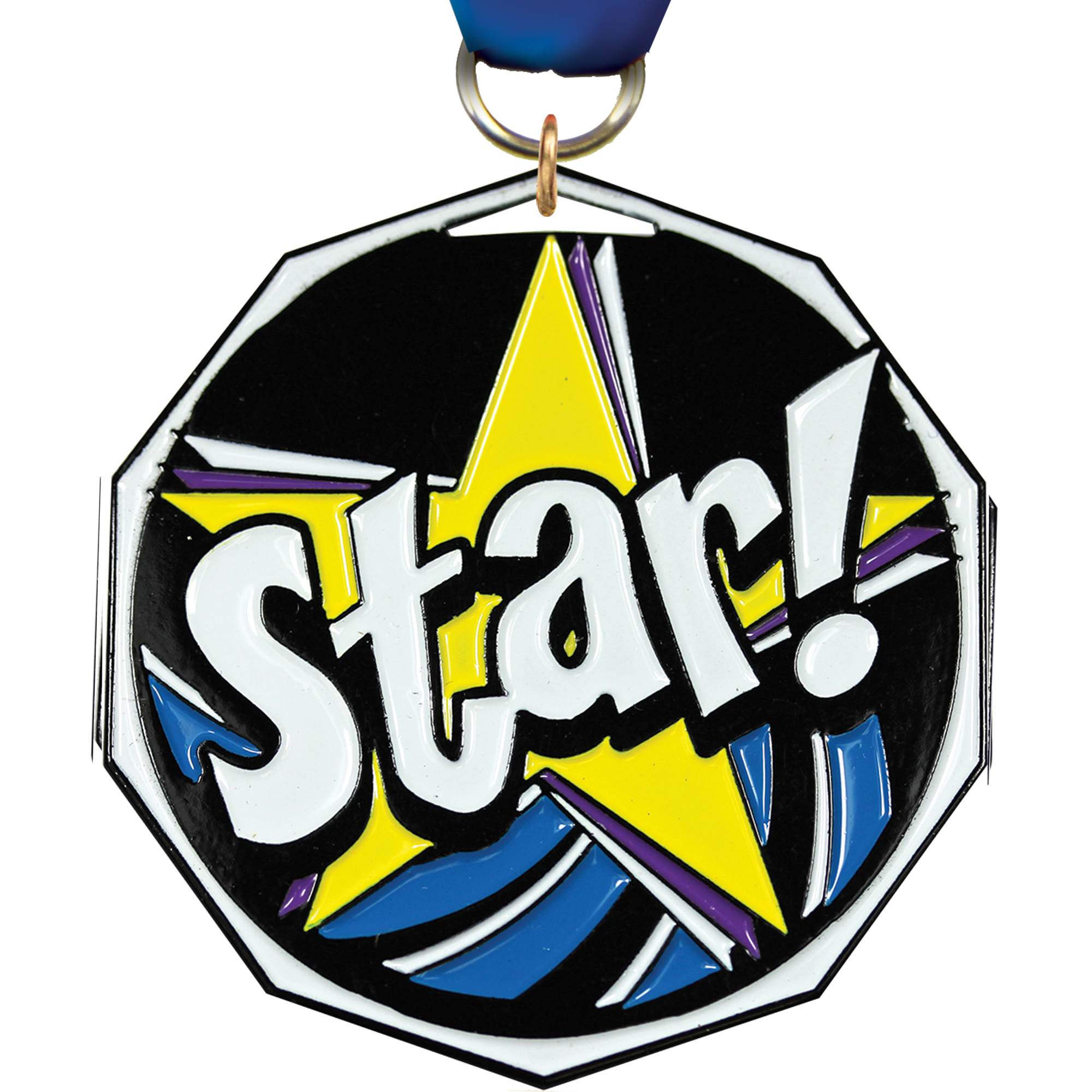 Star Decagon Painted Medal