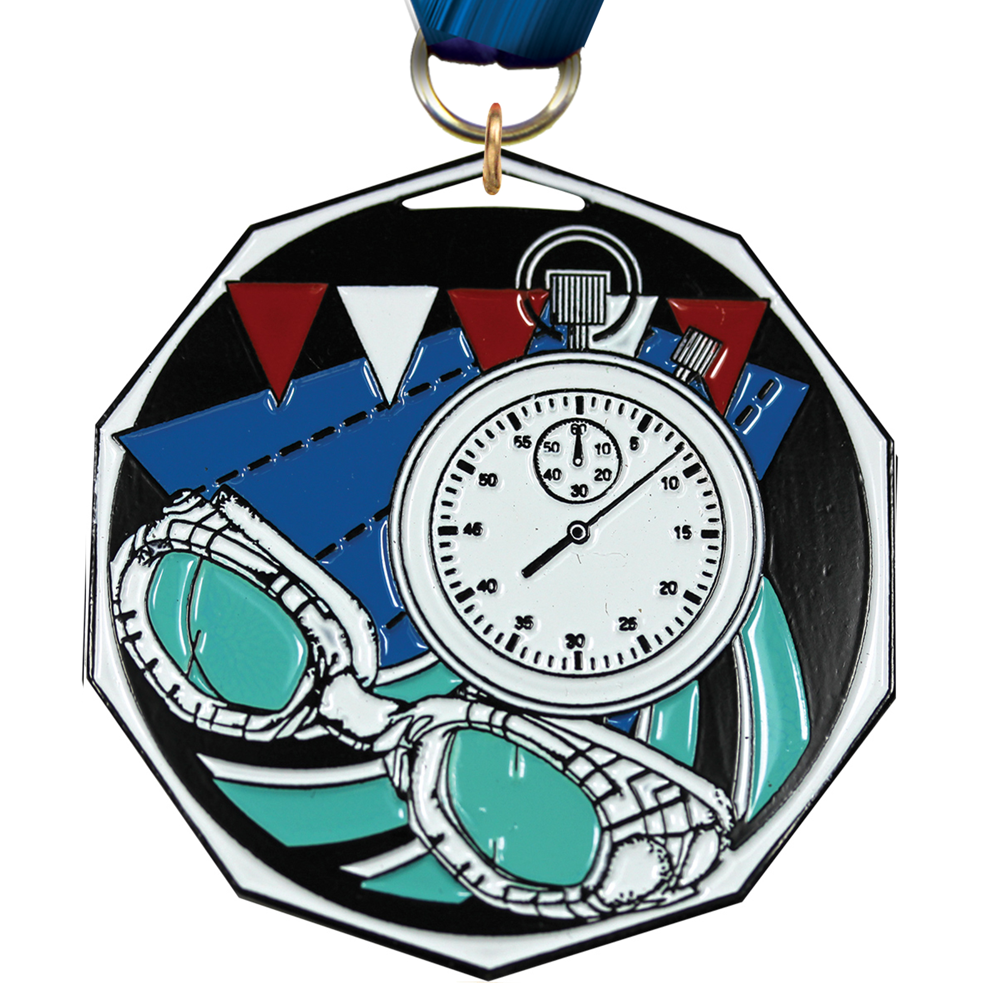 Swimming Decagon Painted Medal