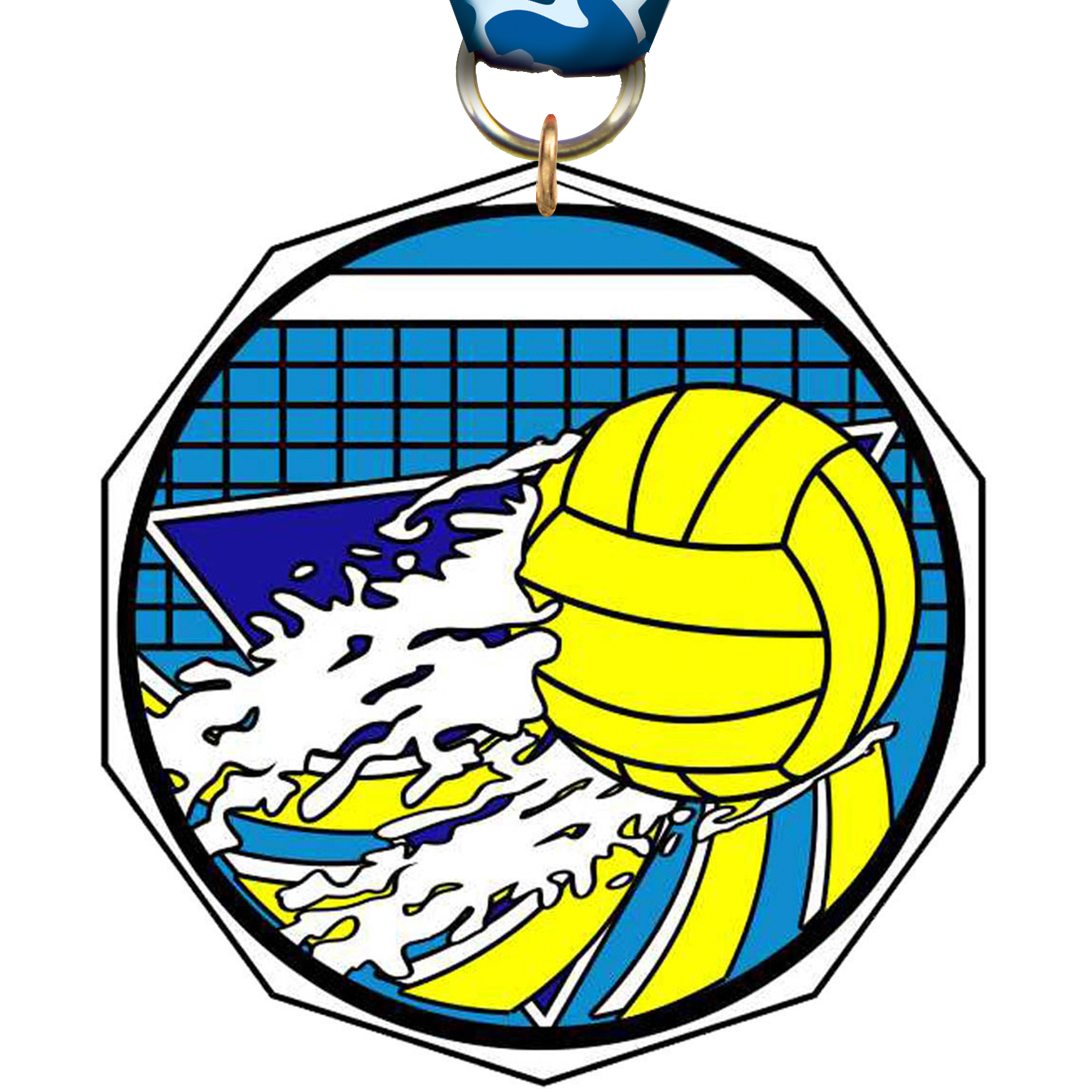 Water Polo Decagon Painted Medal