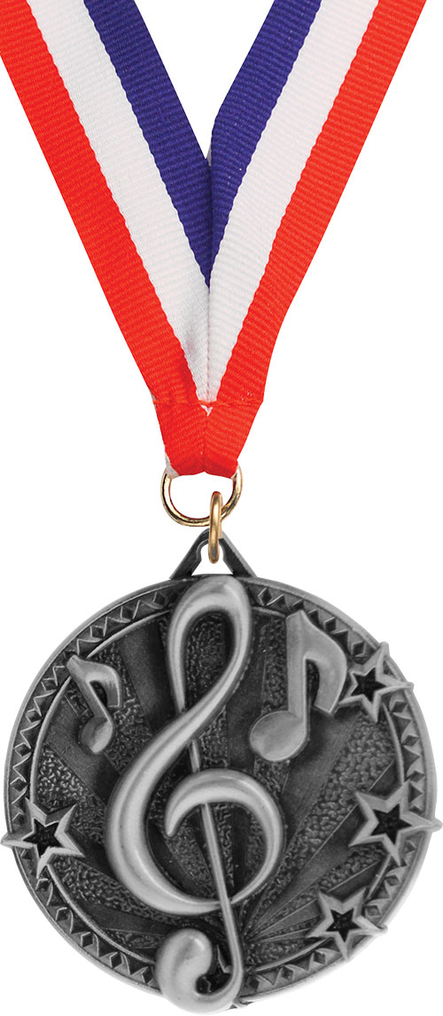 Music Ultra-Impact 3-D Medal- Silver