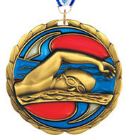 Swimming Epoxy Color Medal - Gold