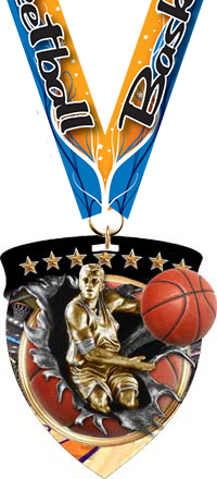 Basketball Male Full Color Burst Medal