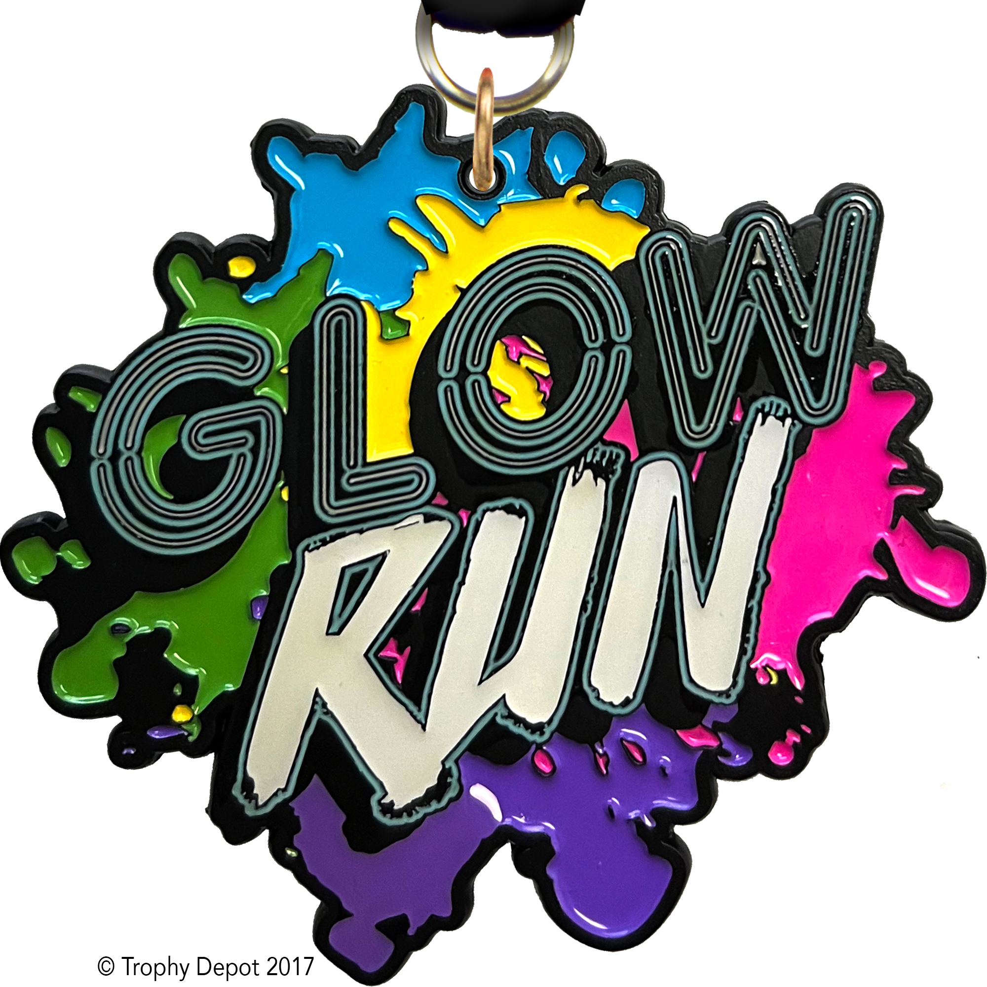 2.75 inch Glow Run - Glow in the Dark Medal