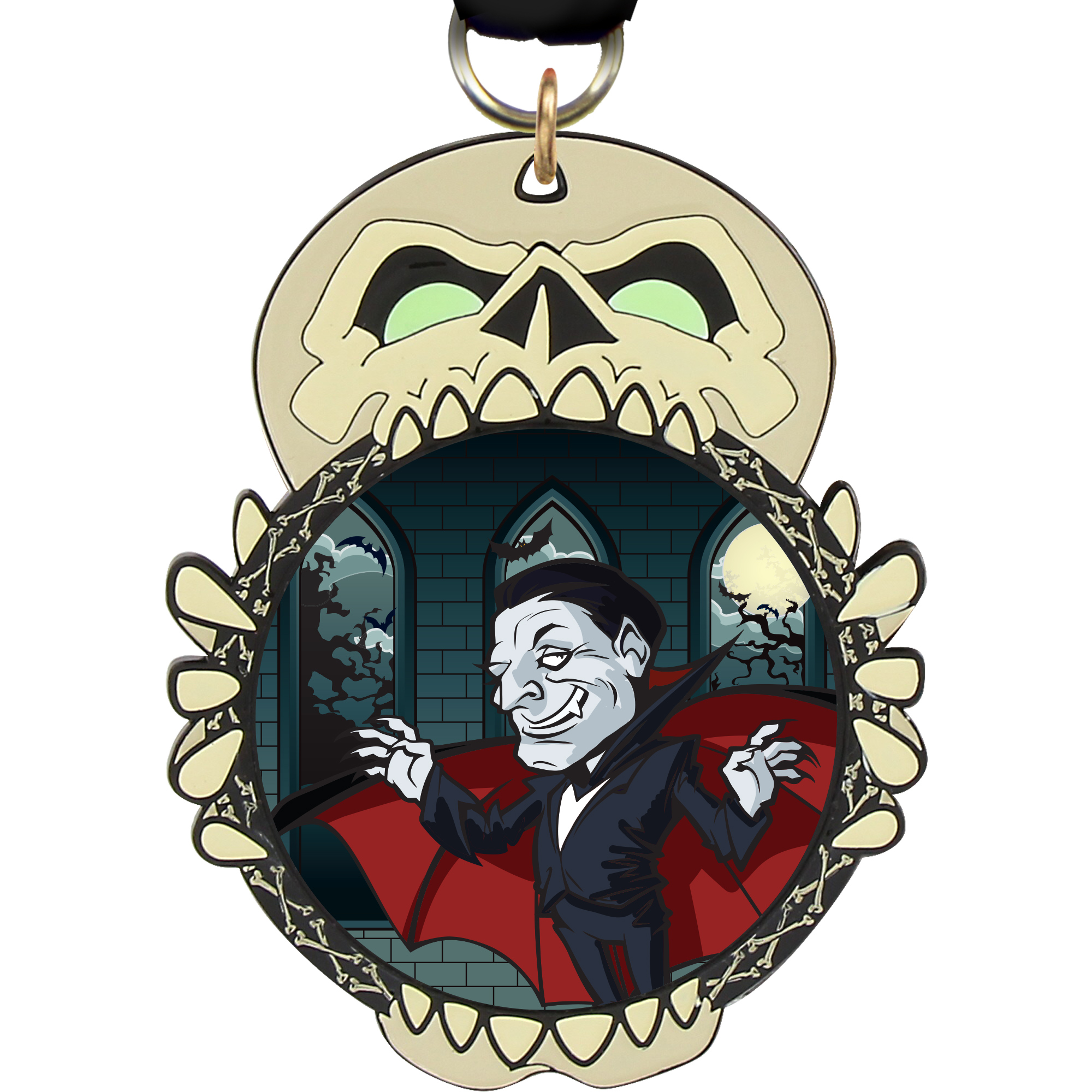 Skull Glow in the Dark Enameled Insert Medal