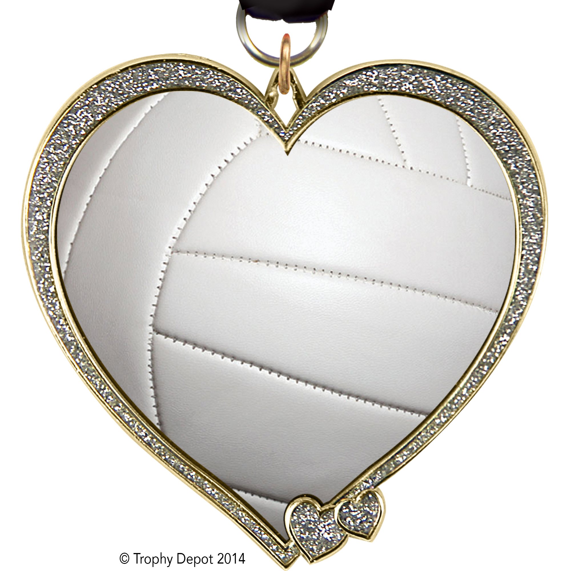 Heart Insert Medal- Silver Glitter