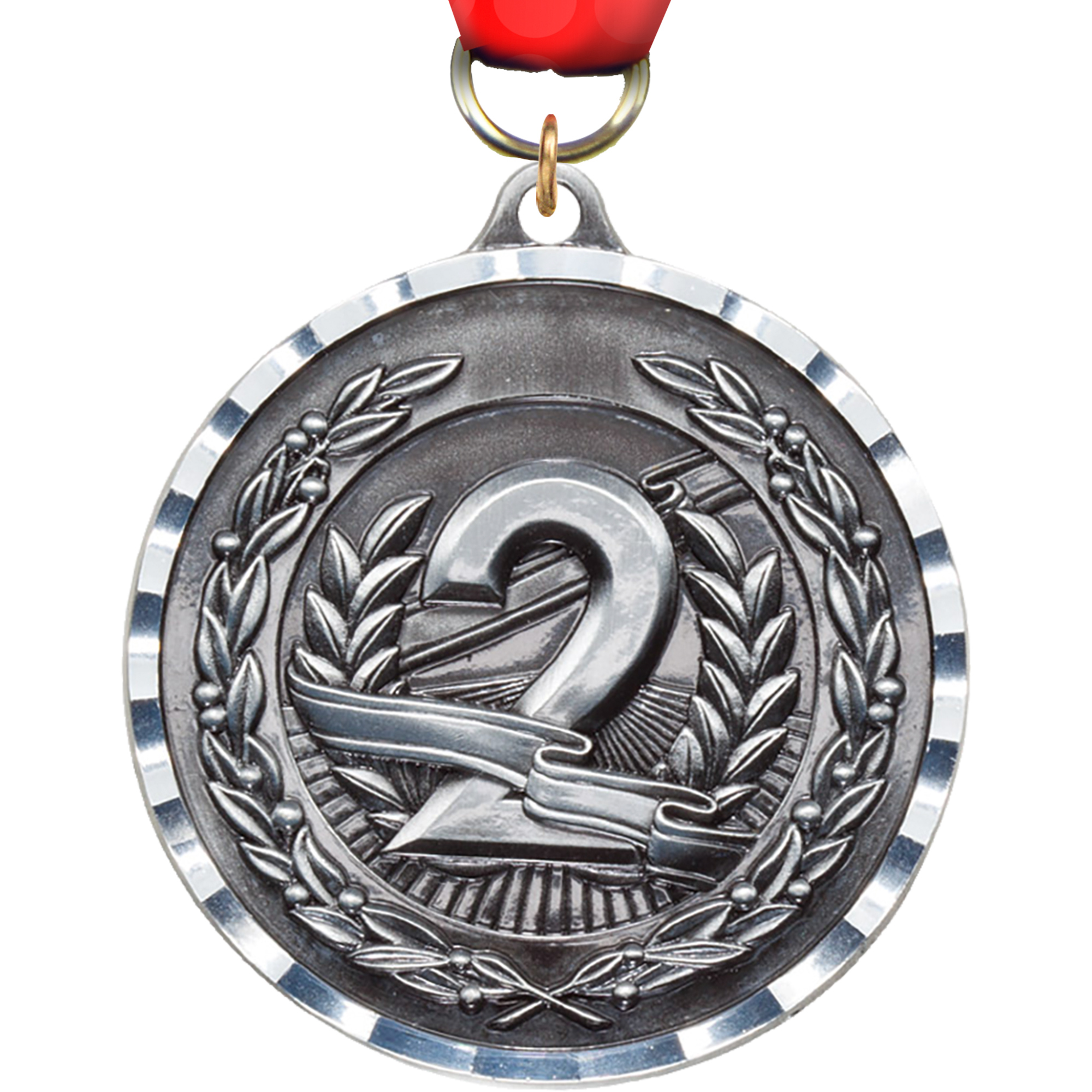 2nd Diecast Medal with Diamond Cut Border- Silver