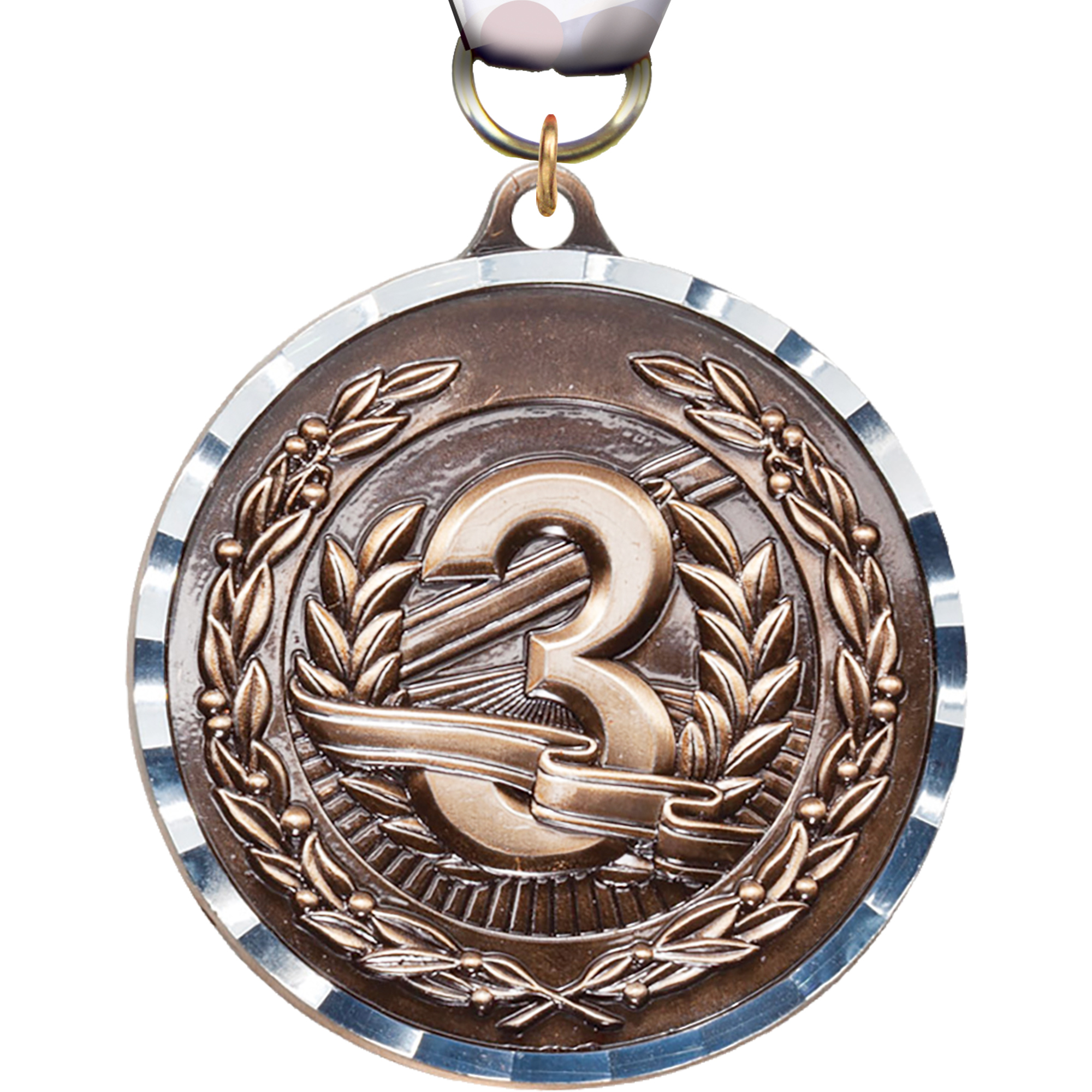 3rd Diecast Medal with Diamond Cut Border- Bronze