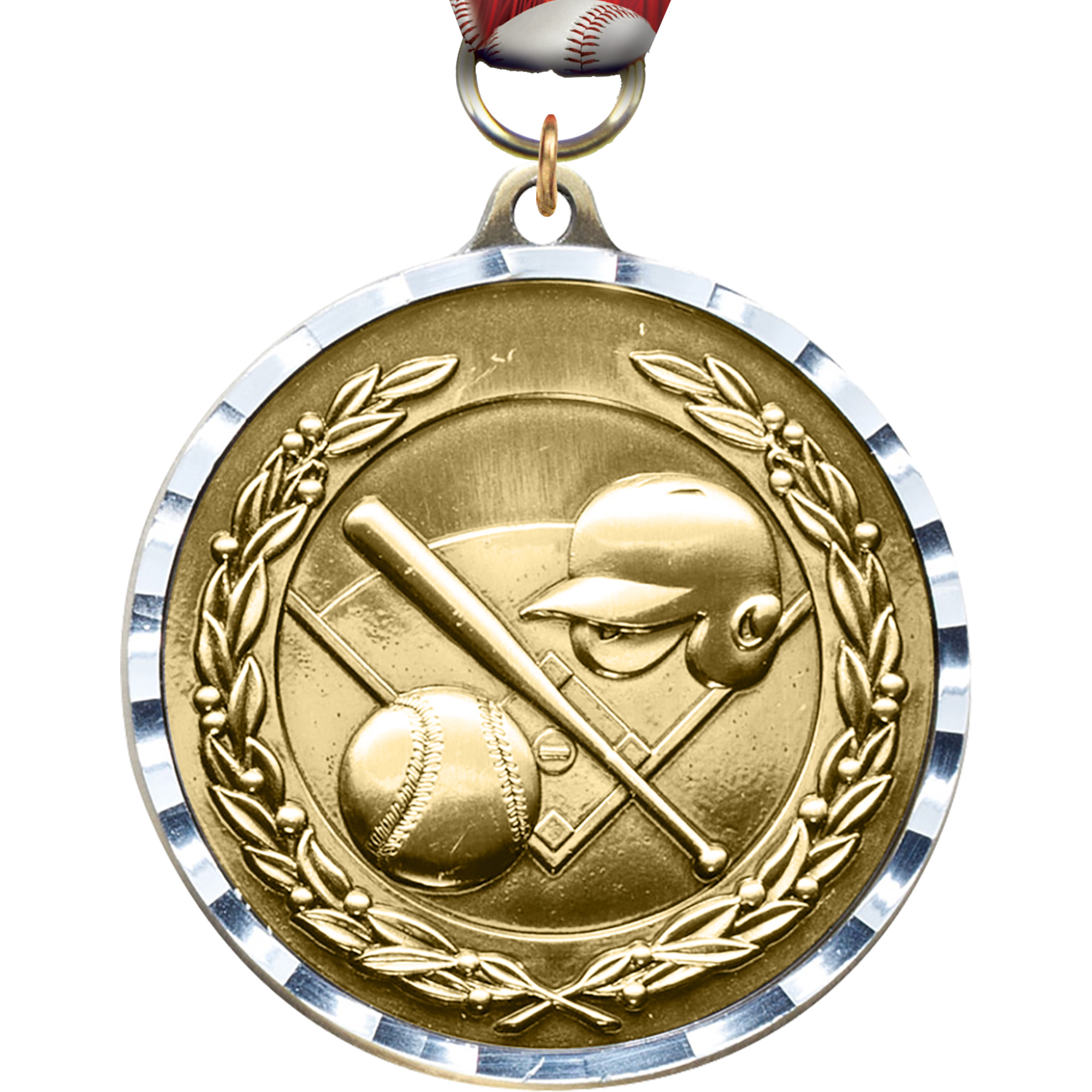 Baseball Diecast Medal with Diamond Cut Border