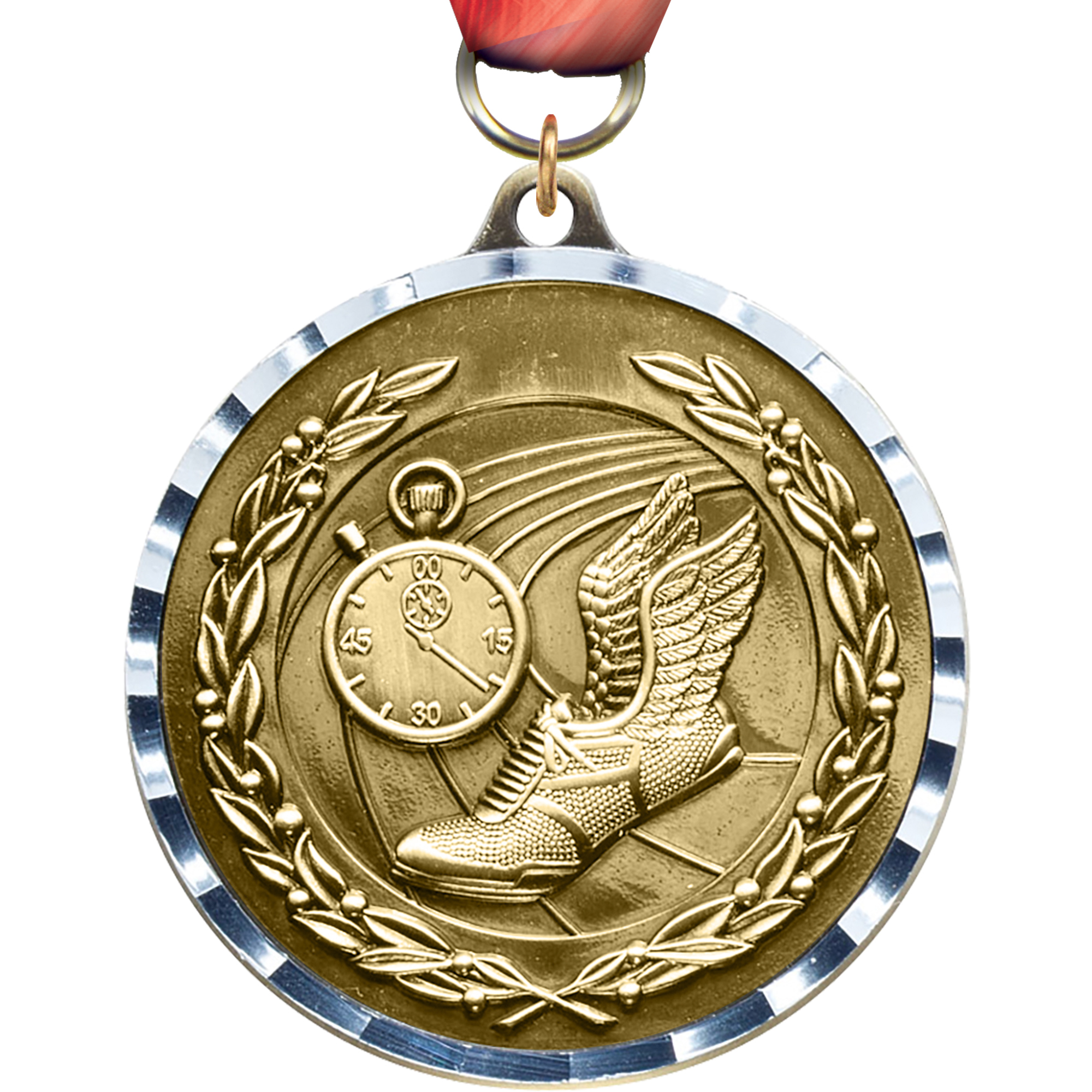 Track Diecast Medal with Diamond Cut Border