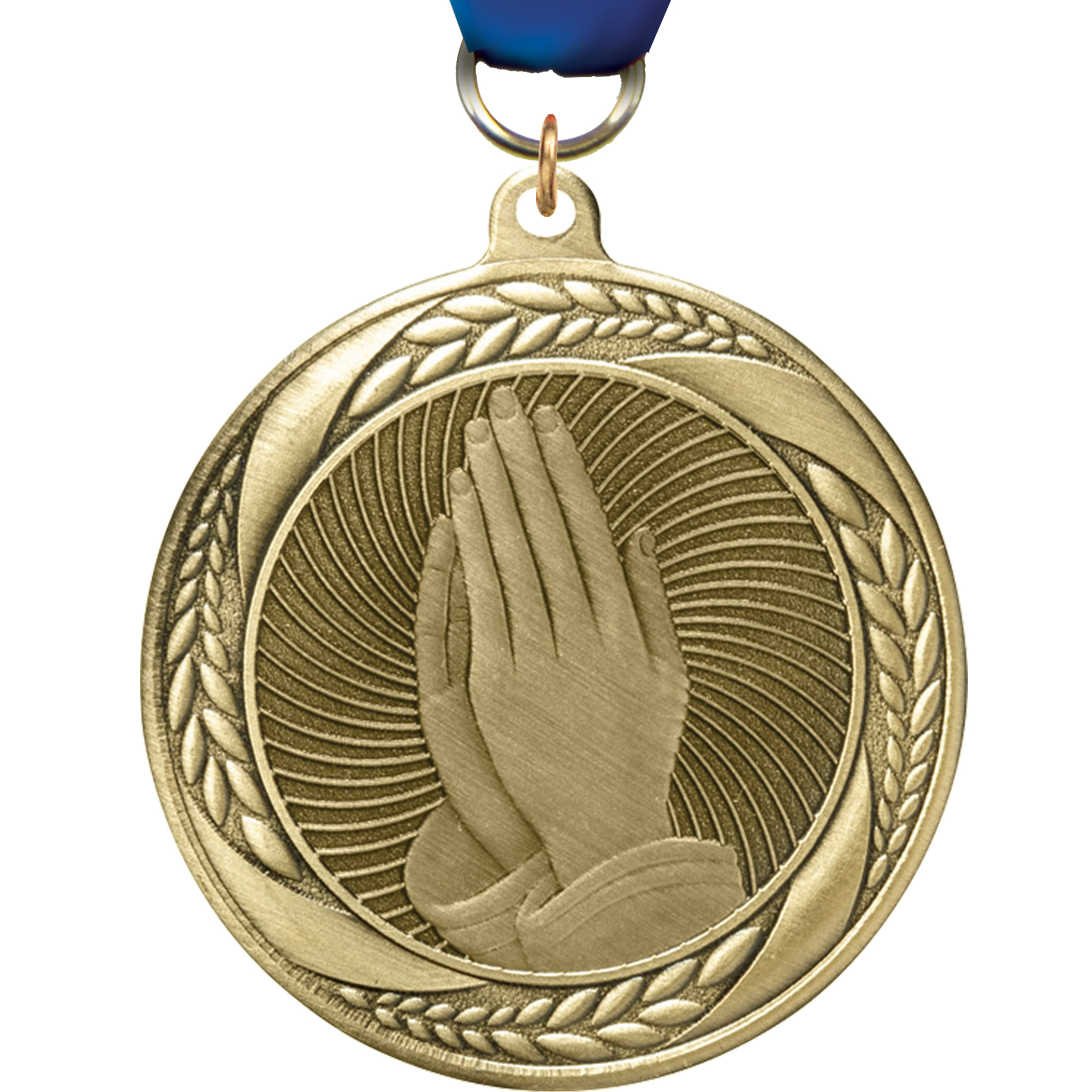 Praying Hands Laurel Wreath Medal