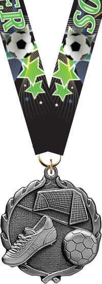 Soccer Wreath Medal- Silver