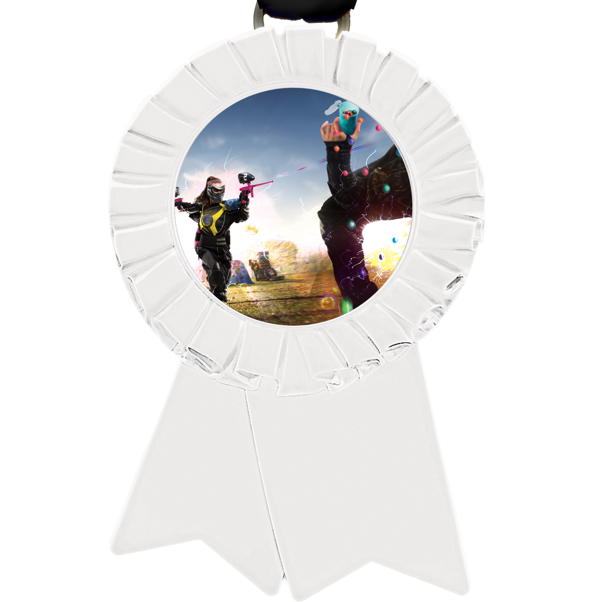 Diecast White Ribbon Insert Medal