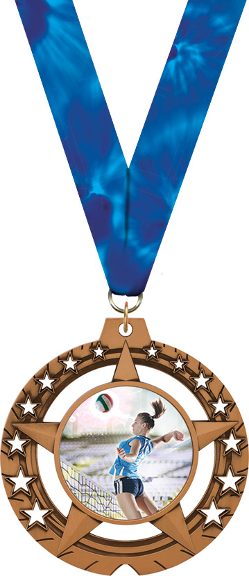 Jumbo Star Round Insert Medal - Bronze