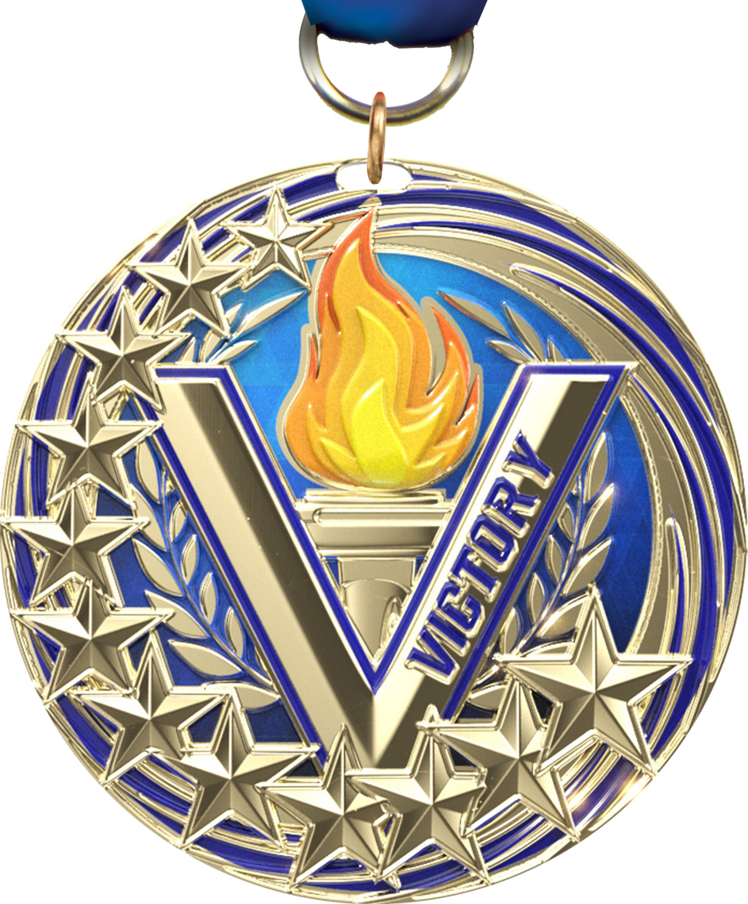 Victory Blasting Stars Medal - 2.25 inch