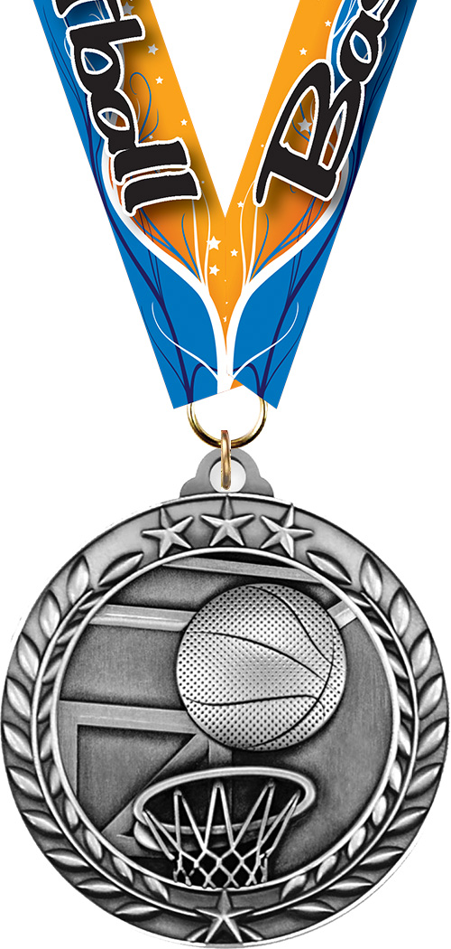 Basketball Dimensional Medal- Silver