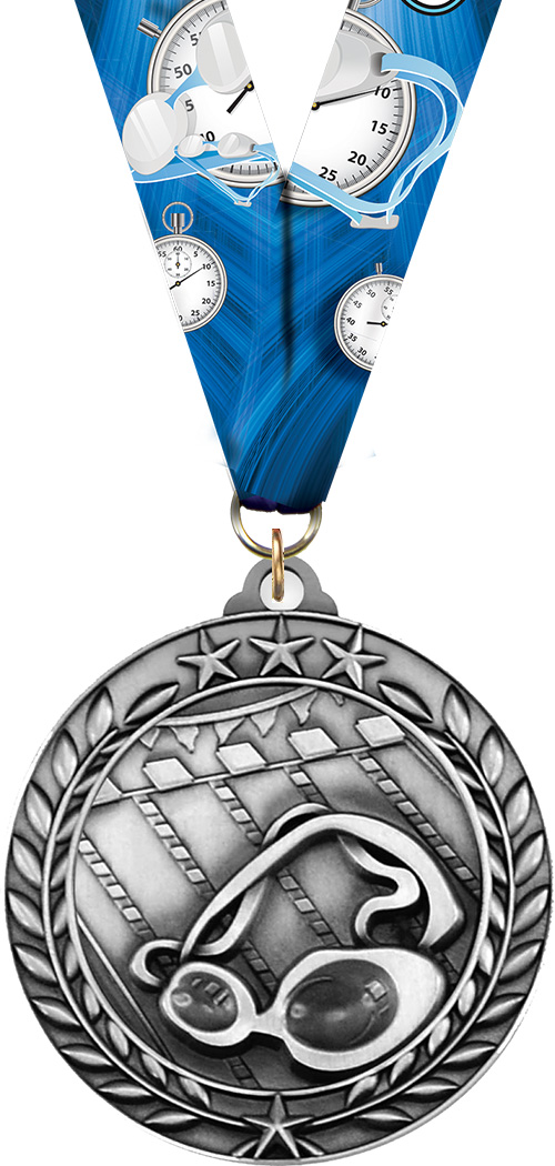 Swimming Dimensional Medal- Silver