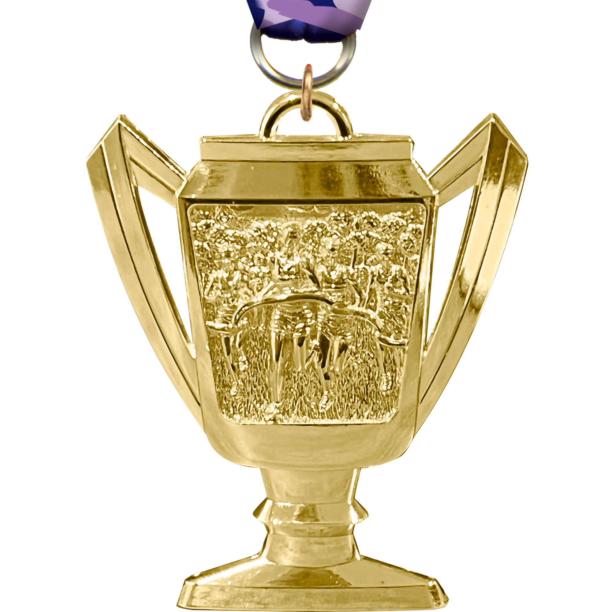 Cross Country Bright Gold Trophy Cup Medal