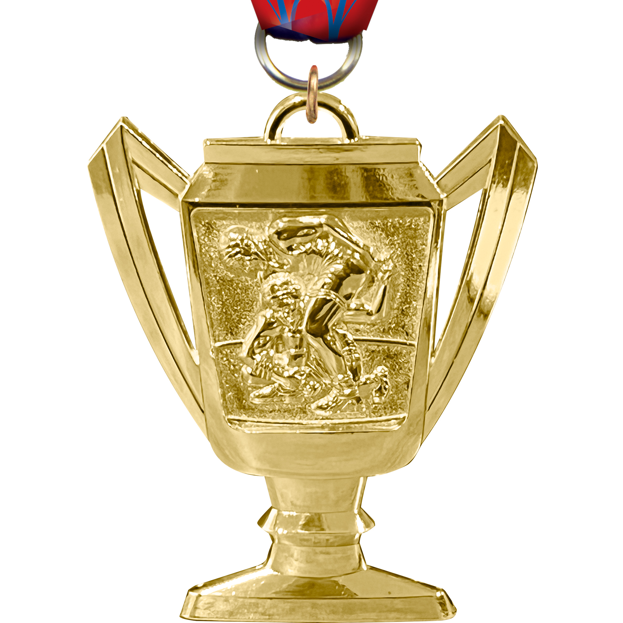 Wrestling Bright Gold Trophy Cup Medal