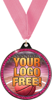 Black Nickel Finish Pink Sparkle Custom Insert Medal