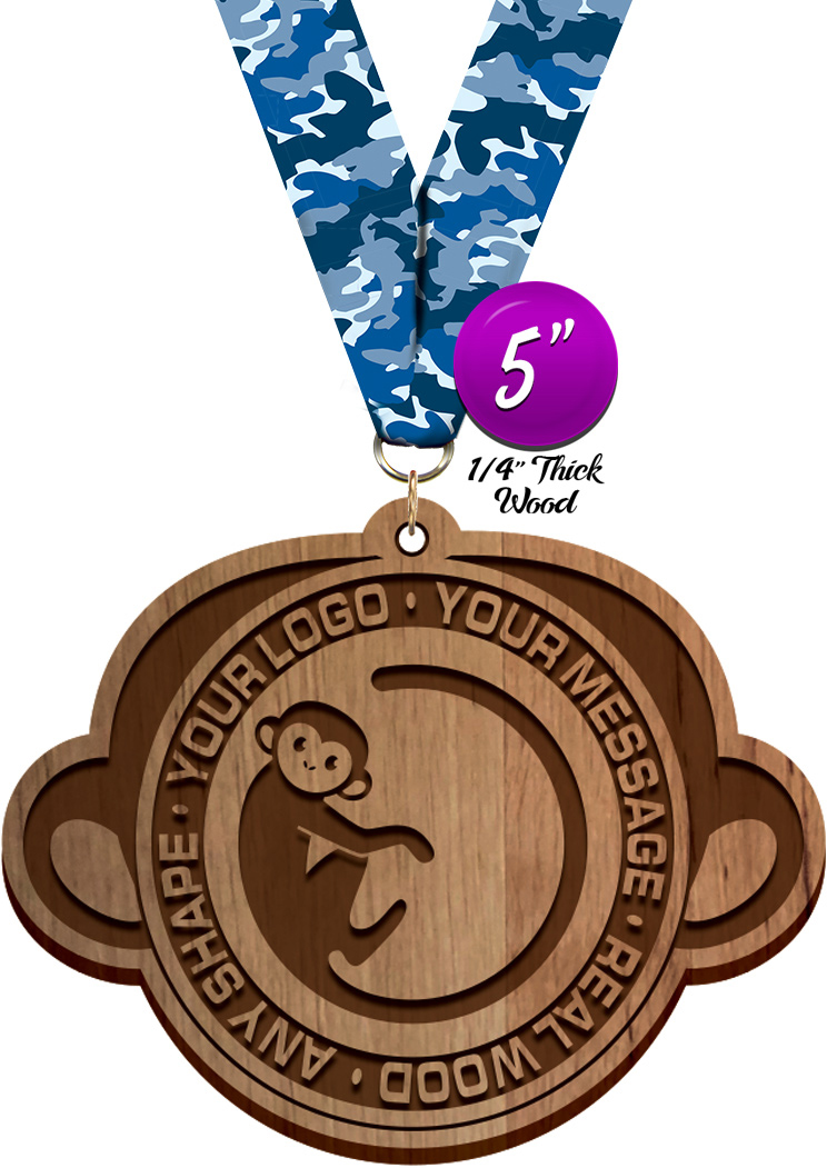 Custom Engraved Wood Medal- 5 inch
