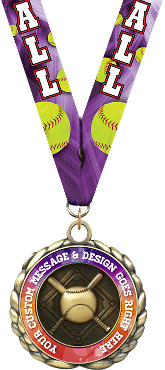 Custom Softball Wraparoundz Insert Medal