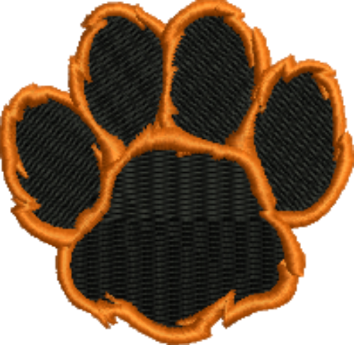 Paw Orange with Black Iron-On Patch - Trophy Depot