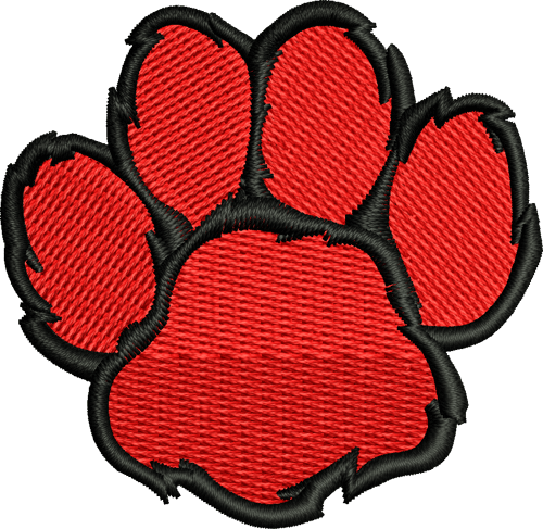 Paw Red with Black Iron-On Patch - Trophy Depot