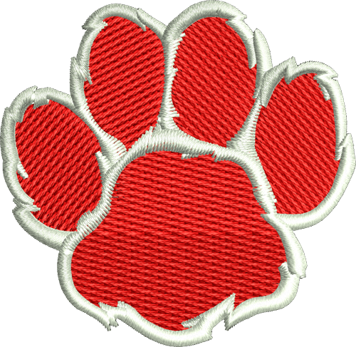 Paw Red with White Iron-On Patch