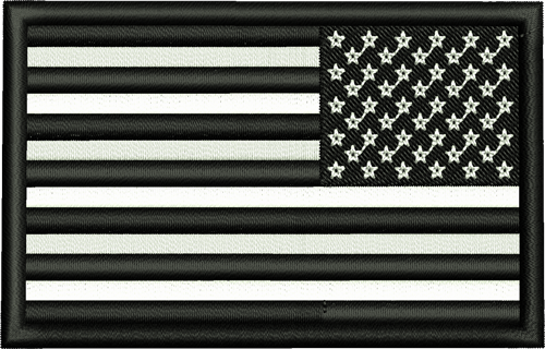 USA Flag Black & White Left facing Iron-On Patch