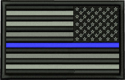 USA Flag Grey Police Honor Left facing Iron-On Patch