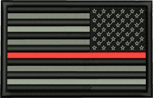 USA Flag Grey Firefighter Honor Left facing Iron-On Patch