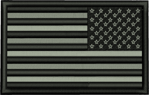 USA Flag Grey Left facing Iron-On Patch