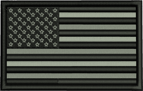 USA Flag Grey Right facing Iron-On Patch